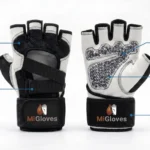 Classic White & Black Half Finger Weight Lifting Gloves &ndash; Back Open Training Design