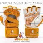 White & Yellow Half Finger Weight Lifting Gloves – Back Open Training Design
