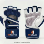 Professional Weight Training Gloves – White & Blue Performance Design