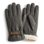 Stealth Charcoal Black Leather Thermal Winter Gloves