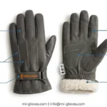 Stealth Charcoal Black Leather Thermal Winter Gloves