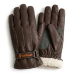 Classic Chocolate Brown Leather Thermal Winter Gloves
