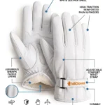Snow White Luxury Leather Thermal Winter Gloves