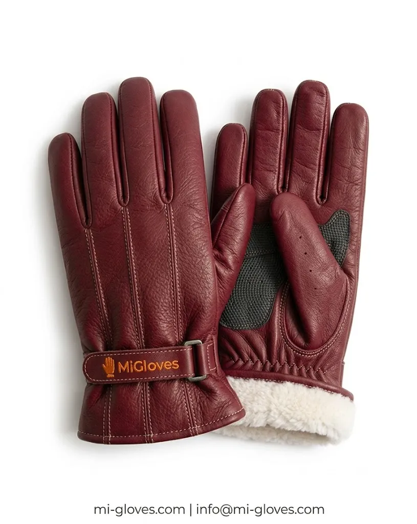 Stealth Charcoal Black Leather Thermal Winter Gloves