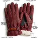 Stealth Charcoal Black Leather Thermal Winter Gloves