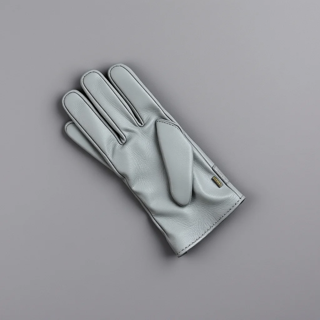 Premium goatskin leather rigger gloves shown flat on a grey surface.